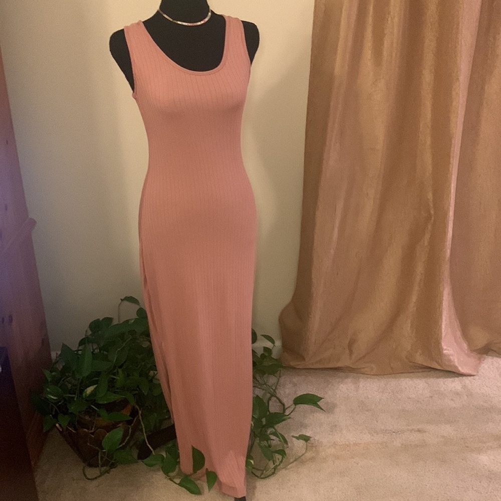 🌹VINTAGE Hot Kiss • Peachy Pink Bodycon Maxi Dress